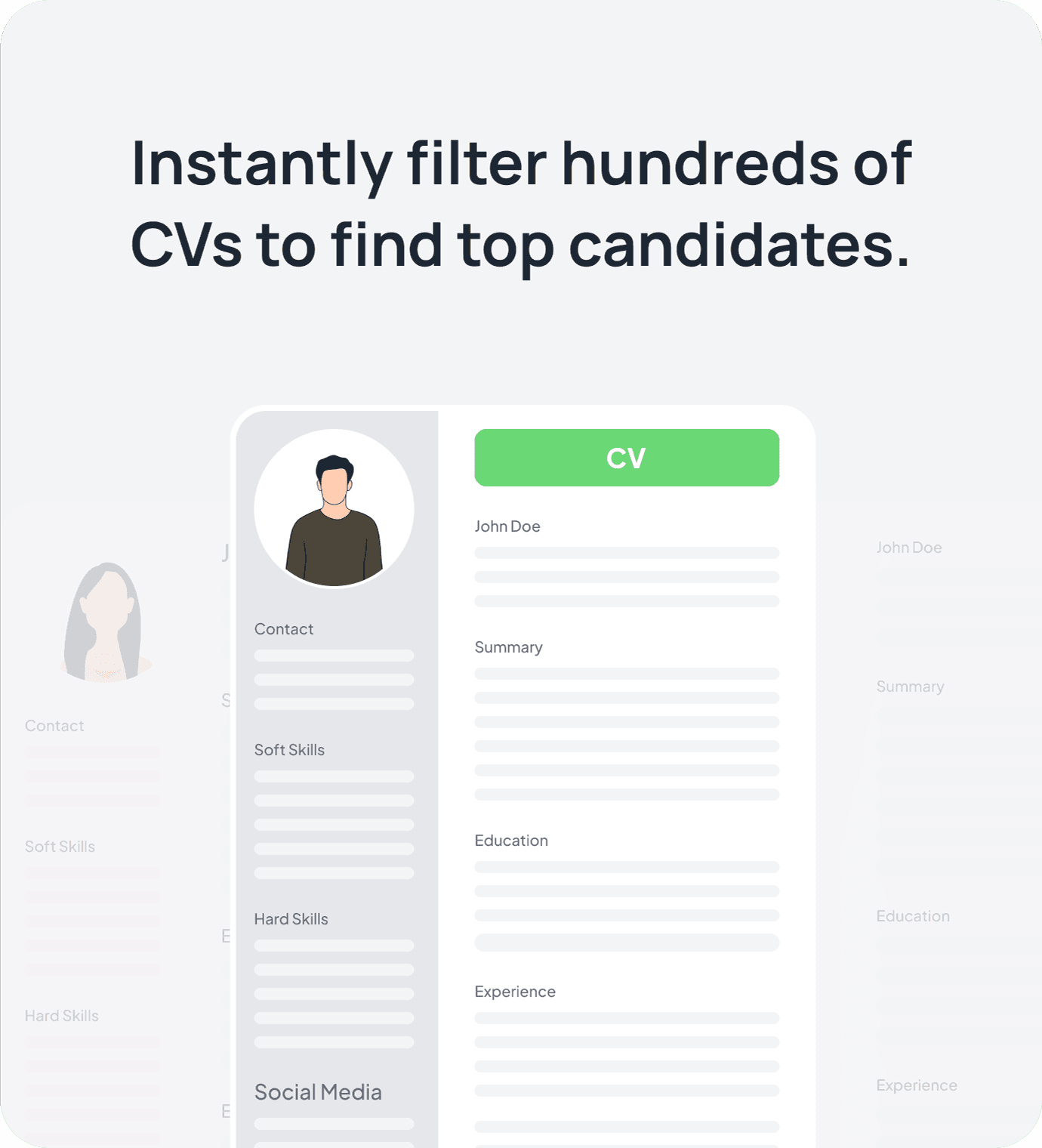Instantly filter hundreds of CVs to find top candidates.